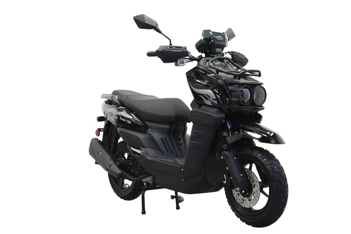 Free Shipping! X-PRO Tank 150cc Moped Scooter with 12" Aluminum Wheels, Electric/Kick Start, Large LED Headlights!