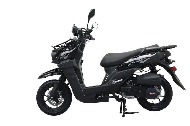 Free Shipping! X-PRO Tank 150cc Moped Scooter with 12" Aluminum Wheels, Electric/Kick Start, Large LED Headlights!