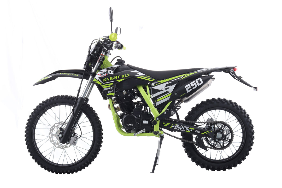 Free Shipping! X-PRO Knight DLX 250 Dirt Bike with All Lights and 5-Speed Manual Transmission, Electric/Kick Start! Big 21in/18in Wheels! Zongshen Brand Engine!