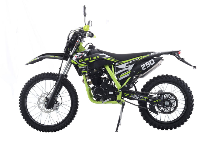 Free Shipping! X-PRO Knight DLX 250 Dirt Bike with All Lights and 5-Speed Manual Transmission, Electric/Kick Start! Big 21in/18in Wheels! Zongshen Brand Engine!