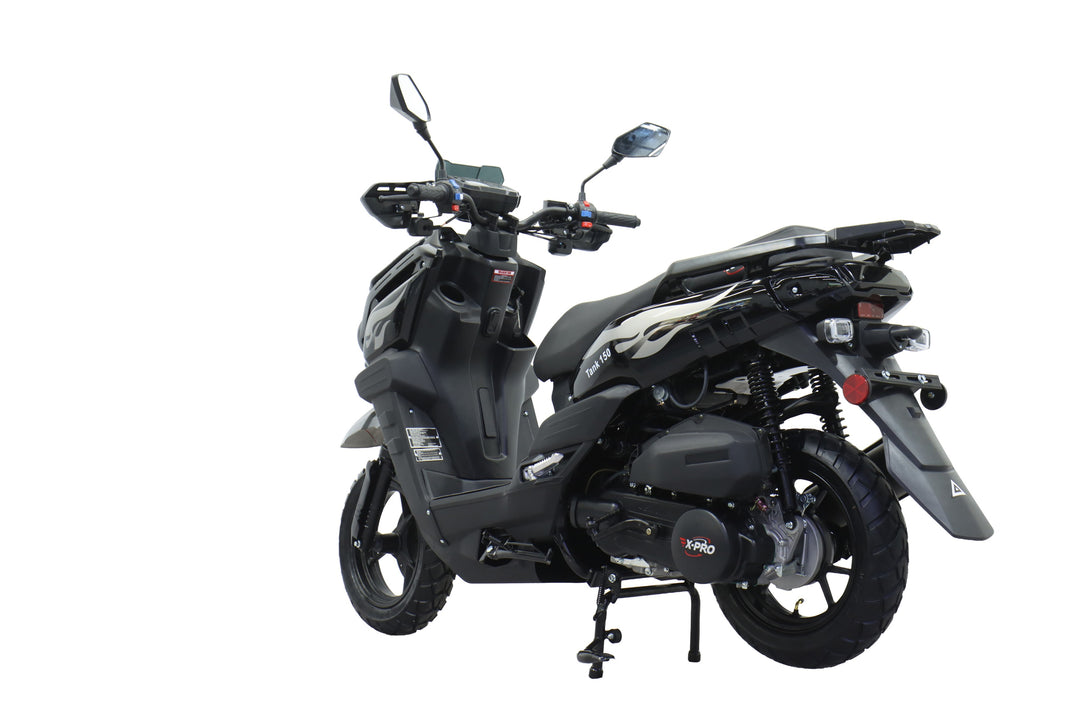 Free Shipping! X-PRO Tank 150cc Moped Scooter with 12" Aluminum Wheels, Electric/Kick Start, Large LED Headlights!