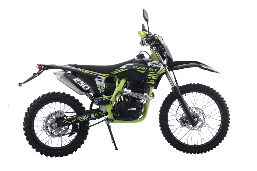 Free Shipping! X-PRO Knight DLX 250 Dirt Bike with All Lights and 5-Speed Manual Transmission, Electric/Kick Start! Big 21in/18in Wheels! Zongshen Brand Engine!
