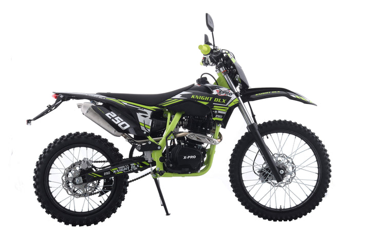 Free Shipping! X-PRO Knight DLX 250 Dirt Bike with All Lights and 5-Speed Manual Transmission, Electric/Kick Start! Big 21in/18in Wheels! Zongshen Brand Engine!