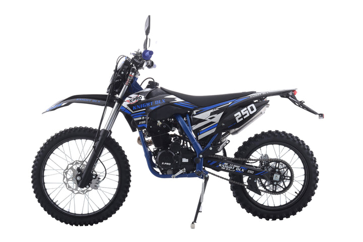Free Shipping! X-PRO Knight DLX 250 Dirt Bike with All Lights and 5-Speed Manual Transmission, Electric/Kick Start! Big 21in/18in Wheels! Zongshen Brand Engine!