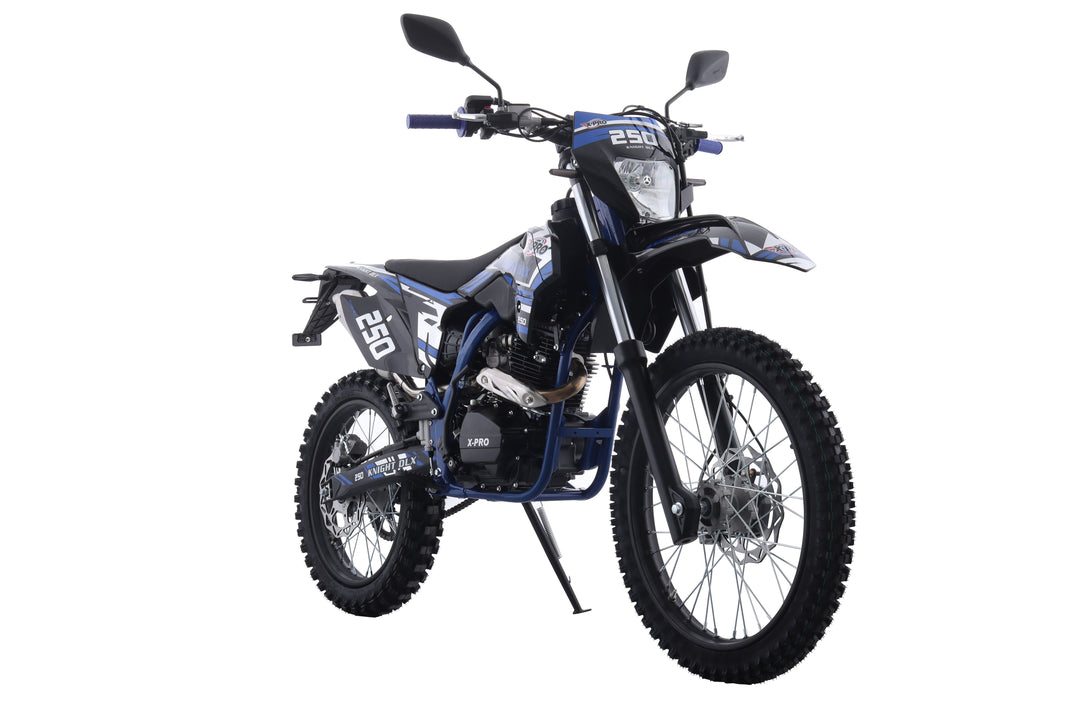 Free Shipping! X-PRO Knight DLX 250 Dirt Bike with All Lights and 5-Speed Manual Transmission, Electric/Kick Start! Big 21in/18in Wheels! Zongshen Brand Engine!