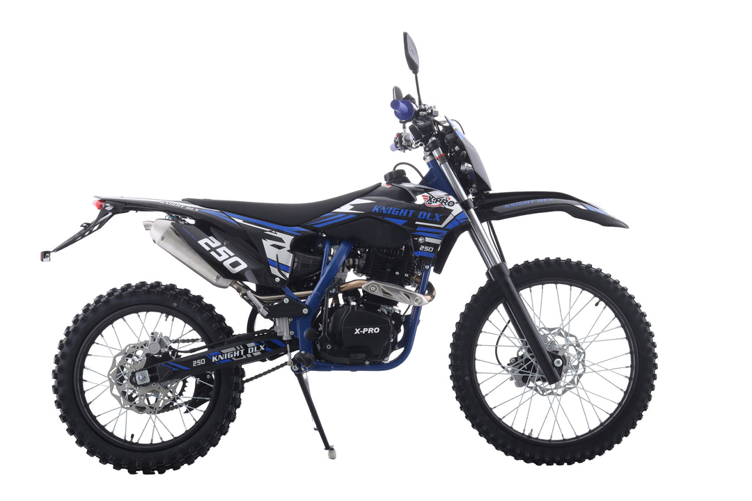 Free Shipping! X-PRO Knight DLX 250 Dirt Bike with All Lights and 5-Speed Manual Transmission, Electric/Kick Start! Big 21in/18in Wheels! Zongshen Brand Engine!