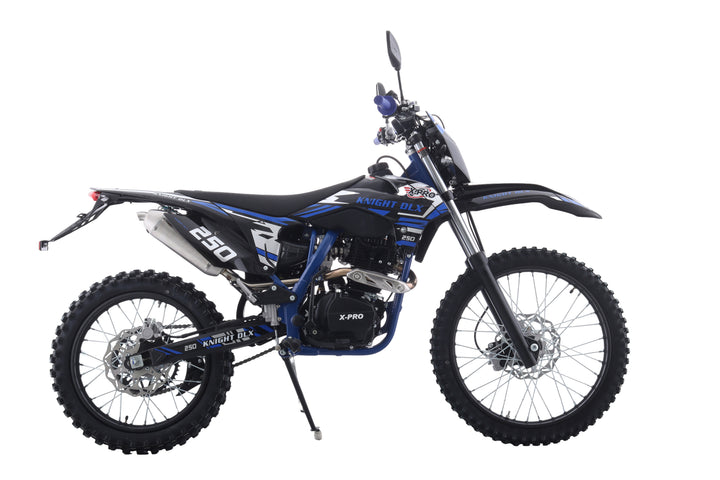 Free Shipping! X-PRO Knight DLX 250 Dirt Bike with All Lights and 5-Speed Manual Transmission, Electric/Kick Start! Big 21in/18in Wheels! Zongshen Brand Engine!