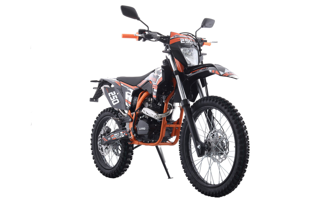 Free Shipping! X-PRO Knight DLX 250 Dirt Bike with All Lights and 5-Speed Manual Transmission, Electric/Kick Start! Big 21in/18in Wheels! Zongshen Brand Engine!
