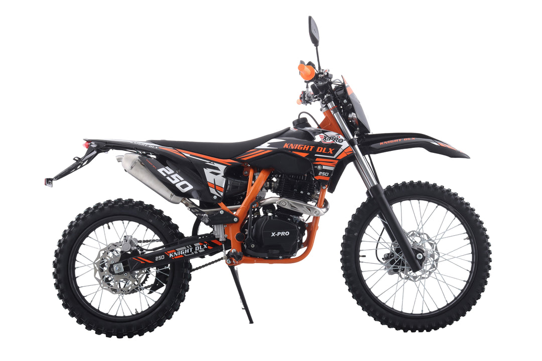 Free Shipping! X-PRO Knight DLX 250 Dirt Bike with All Lights and 5-Speed Manual Transmission, Electric/Kick Start! Big 21in/18in Wheels! Zongshen Brand Engine!