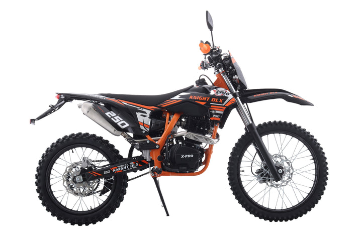 Free Shipping! X-PRO Knight DLX 250 Dirt Bike with All Lights and 5-Speed Manual Transmission, Electric/Kick Start! Big 21in/18in Wheels! Zongshen Brand Engine!