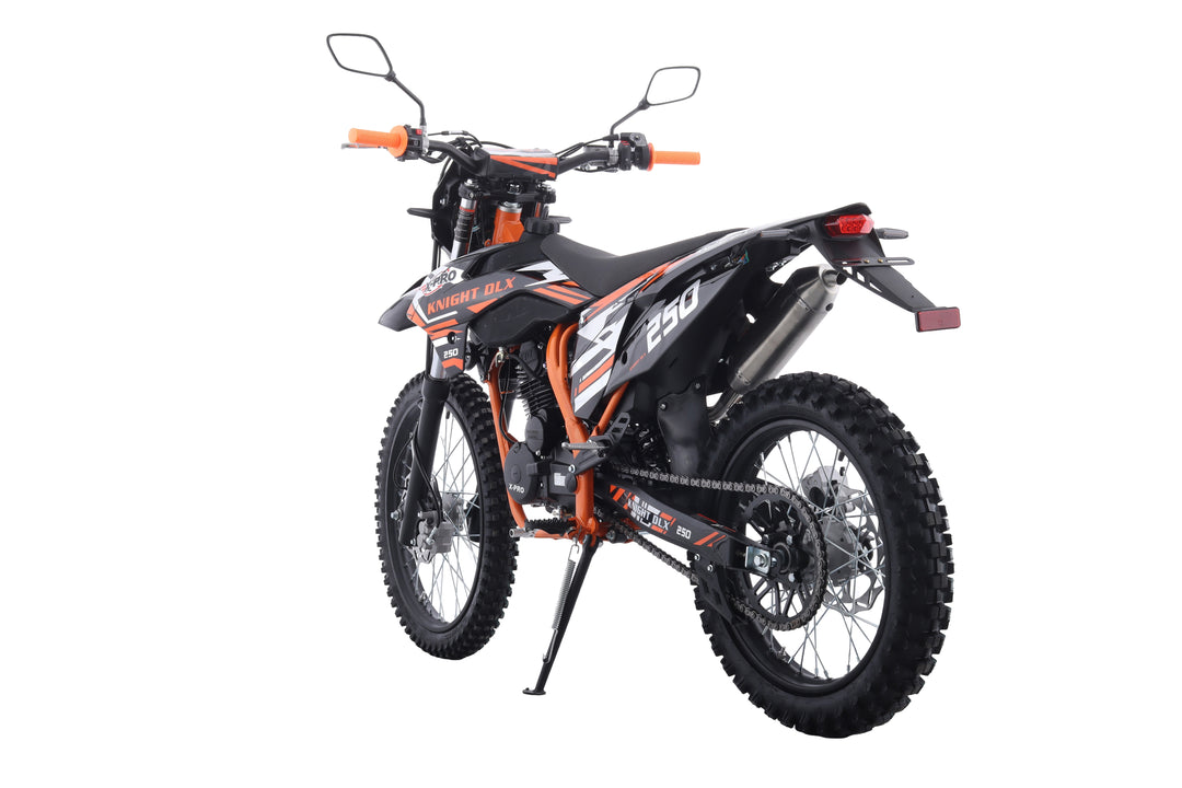 Free Shipping! X-PRO Knight DLX 250 Dirt Bike with All Lights and 5-Speed Manual Transmission, Electric/Kick Start! Big 21in/18in Wheels! Zongshen Brand Engine!