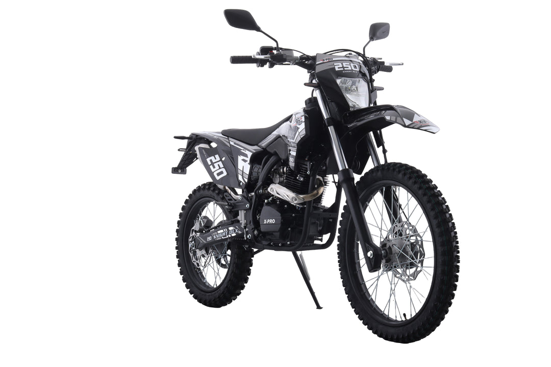 Free Shipping! X-PRO Knight DLX 250 Dirt Bike with All Lights and 5-Speed Manual Transmission, Electric/Kick Start! Big 21in/18in Wheels! Zongshen Brand Engine!