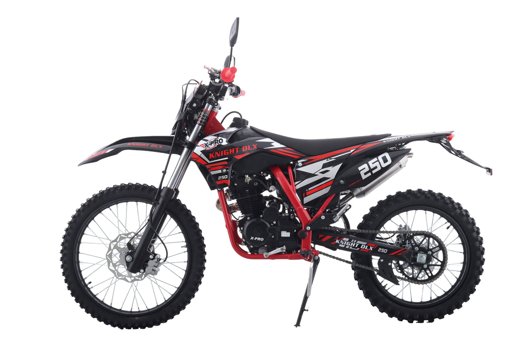 Free Shipping! X-PRO Knight DLX 250 Dirt Bike with All Lights and 5-Speed Manual Transmission, Electric/Kick Start! Big 21in/18in Wheels! Zongshen Brand Engine!