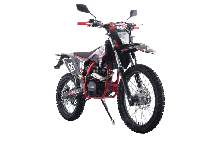 Free Shipping! X-PRO Knight DLX 250 Dirt Bike with All Lights and 5-Speed Manual Transmission, Electric/Kick Start! Big 21in/18in Wheels! Zongshen Brand Engine!