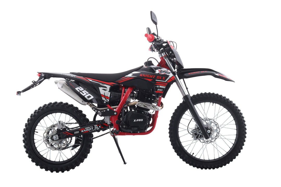 Free Shipping! X-PRO Knight DLX 250 Dirt Bike with All Lights and 5-Speed Manual Transmission, Electric/Kick Start! Big 21in/18in Wheels! Zongshen Brand Engine!