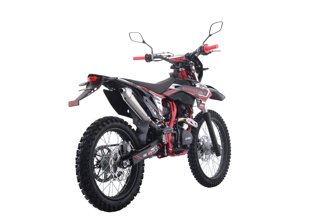 Free Shipping! X-PRO Knight DLX 250 Dirt Bike with All Lights and 5-Speed Manual Transmission, Electric/Kick Start! Big 21in/18in Wheels! Zongshen Brand Engine!