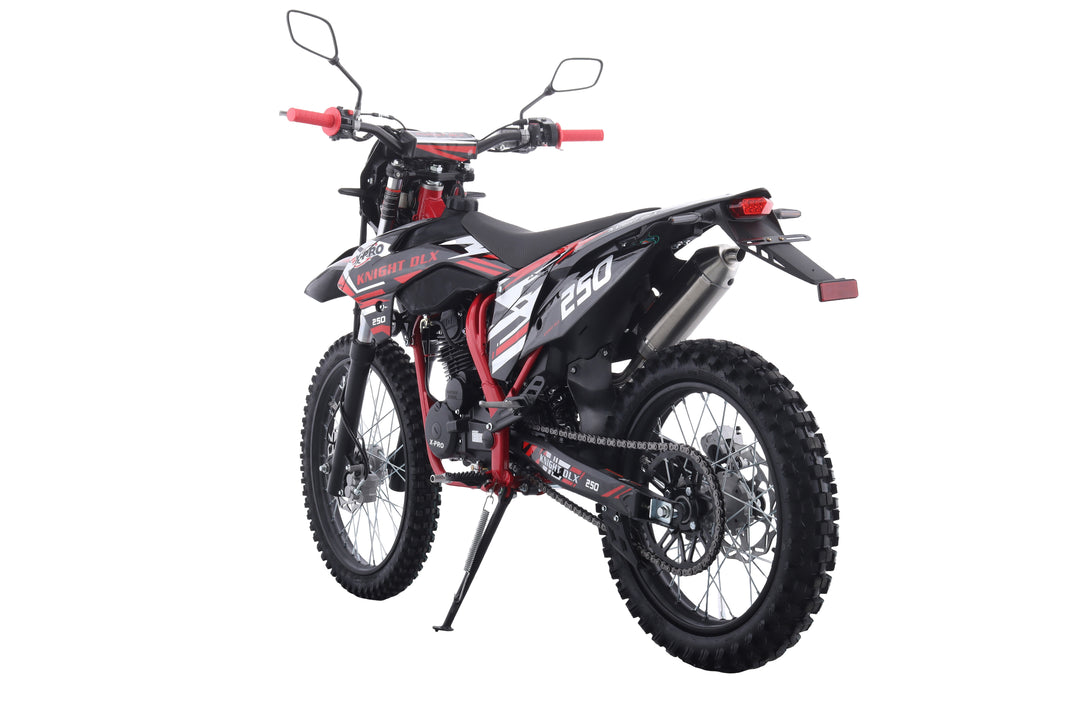 Free Shipping! X-PRO Knight DLX 250 Dirt Bike with All Lights and 5-Speed Manual Transmission, Electric/Kick Start! Big 21in/18in Wheels! Zongshen Brand Engine!