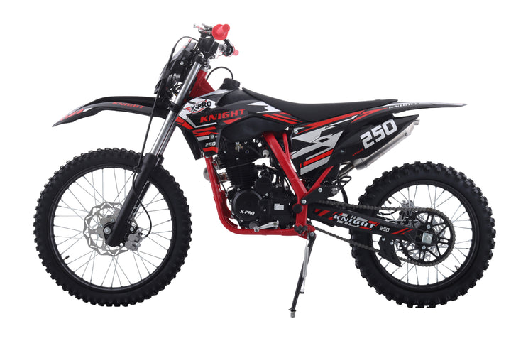 Free Shipping! X-PRO Knight 250 Dirt Bike with LED Headlight, 5-Speed Manual Transmission, Electric/Kick Start! Big 21in/18in Wheels! Zongshen Brand Engine!