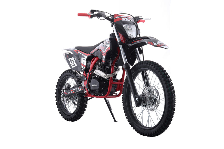 Free Shipping! X-PRO Knight 250 Dirt Bike with LED Headlight, 5-Speed Manual Transmission, Electric/Kick Start! Big 21in/18in Wheels! Zongshen Brand Engine!