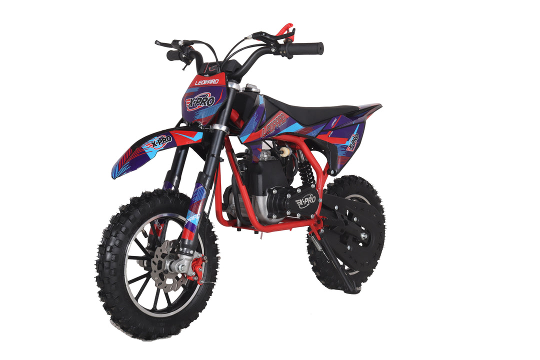 X-PRO Leopard Mini Dirt Bike, Gas Power 4 Stroke Dirt Bike! 40CC Pit Bike, Pull Start, 10" Wheels!