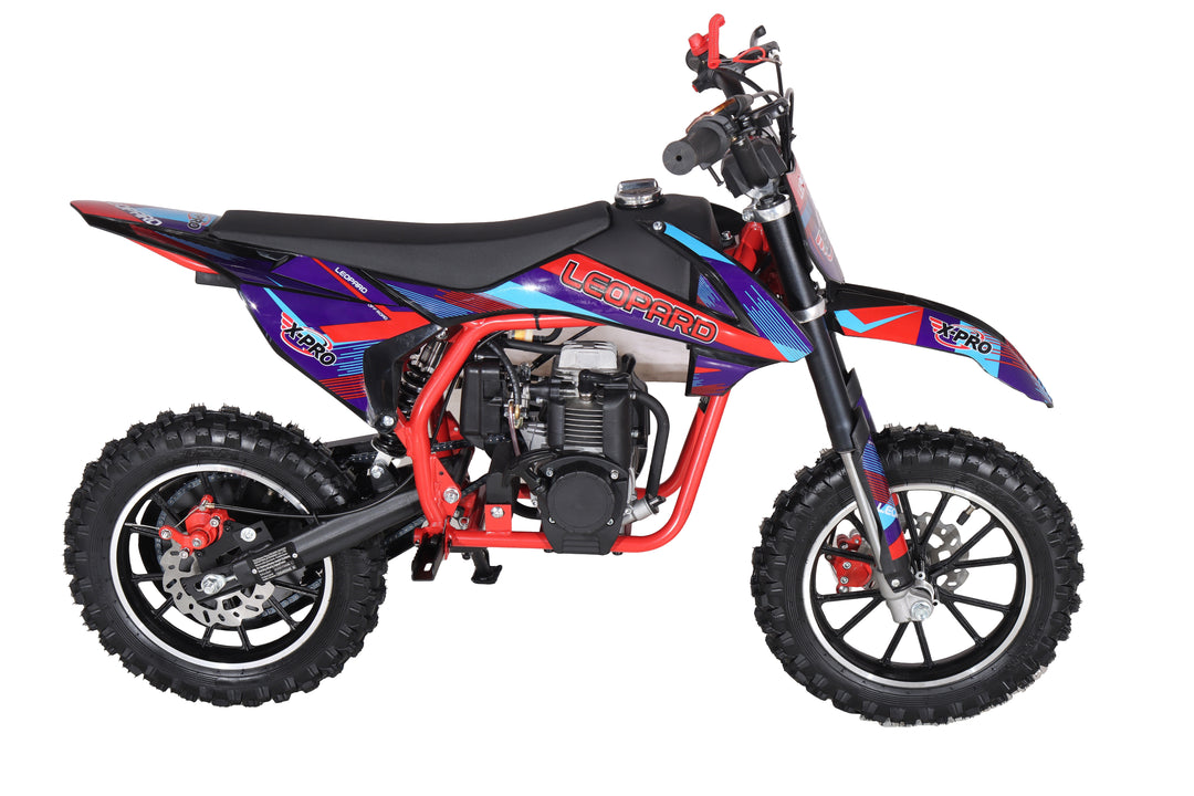 X-PRO Leopard Mini Dirt Bike, Gas Power 4 Stroke Dirt Bike! 40CC Pit Bike, Pull Start, 10" Wheels!