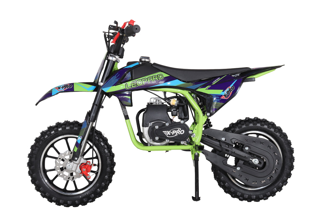 X-PRO Leopard Mini Dirt Bike, Gas Power 4 Stroke Dirt Bike! 40CC Pit Bike, Pull Start, 10" Wheels!