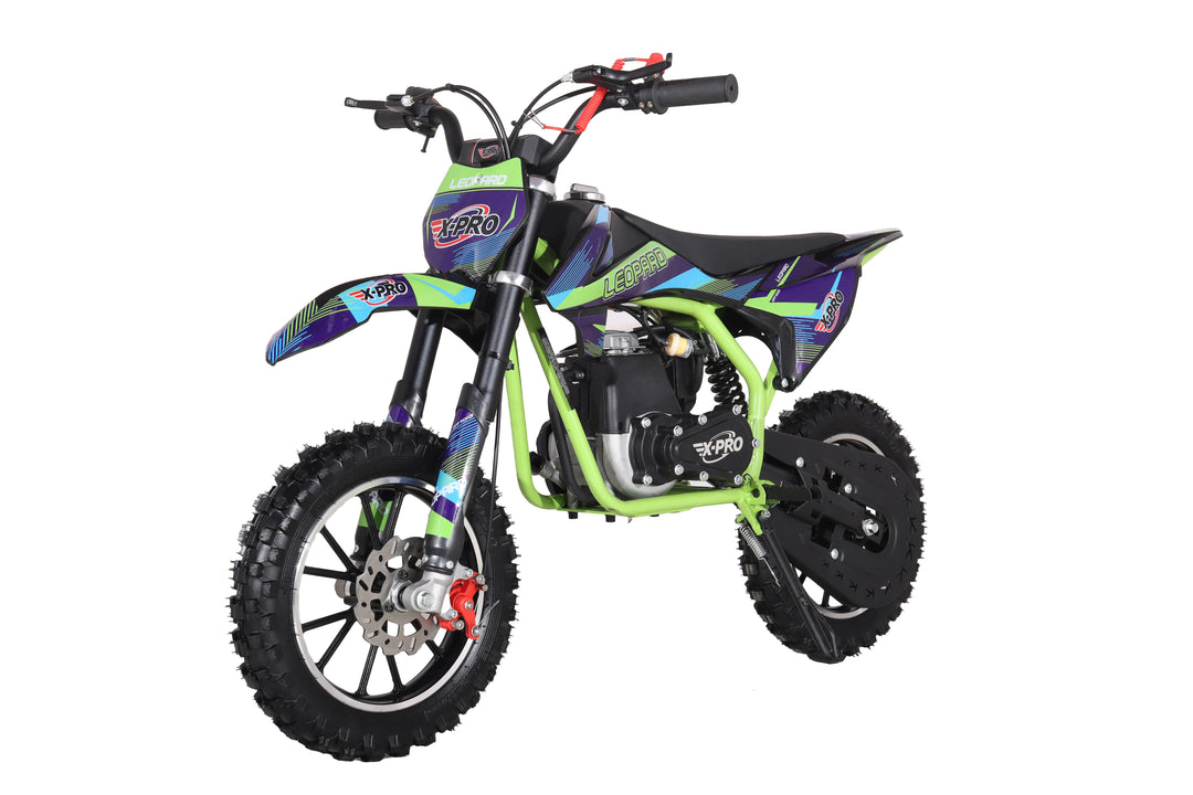 X-PRO Leopard Mini Dirt Bike, Gas Power 4 Stroke Dirt Bike! 40CC Pit Bike, Pull Start, 10" Wheels!