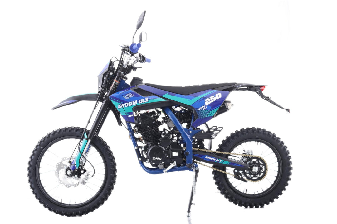 Free Shipping! X-PRO Storm DLX 250 Dirt Bike with All LED Lights and 5-Speed Manual Transmission, Electric/Kick Start! Big 19in/16in Wheels! Zongshen Brand Engine!