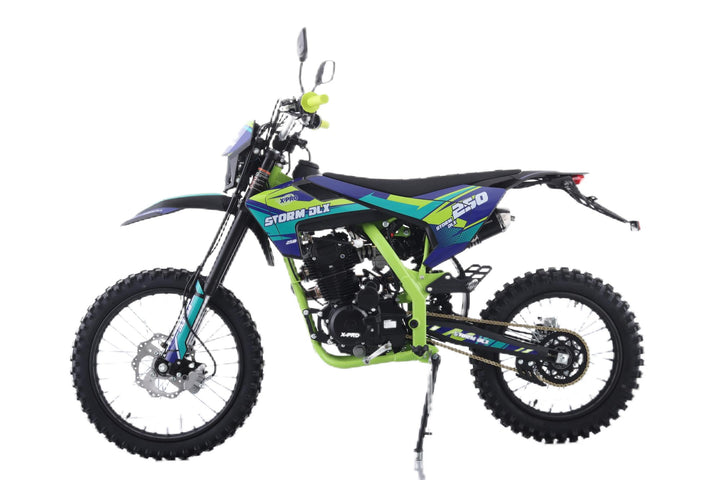 Free Shipping! X-PRO Storm DLX 250 Dirt Bike with All LED Lights and 5-Speed Manual Transmission, Electric/Kick Start! Big 19in/16in Wheels! Zongshen Brand Engine!