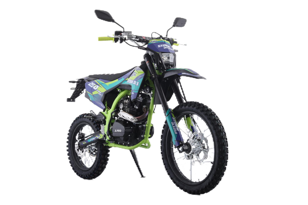 Free Shipping! X-PRO Storm DLX 250 Dirt Bike with All LED Lights and 5-Speed Manual Transmission, Electric/Kick Start! Big 19in/16in Wheels! Zongshen Brand Engine!
