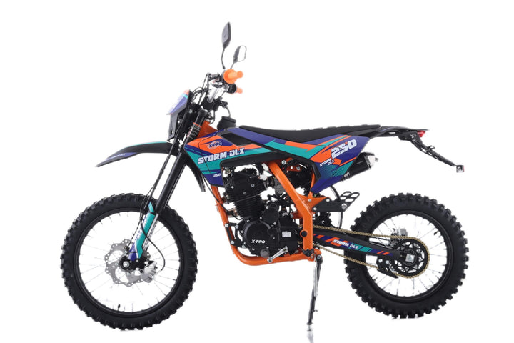 Free Shipping! X-PRO Storm DLX 250 Dirt Bike with All LED Lights and 5-Speed Manual Transmission, Electric/Kick Start! Big 19in/16in Wheels! Zongshen Brand Engine!
