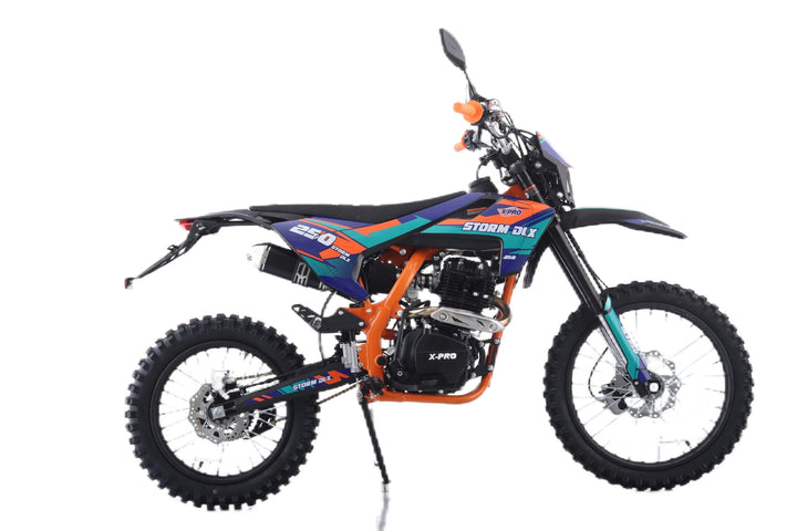 Free Shipping! X-PRO Storm DLX 250 Dirt Bike with All LED Lights and 5-Speed Manual Transmission, Electric/Kick Start! Big 19in/16in Wheels! Zongshen Brand Engine!
