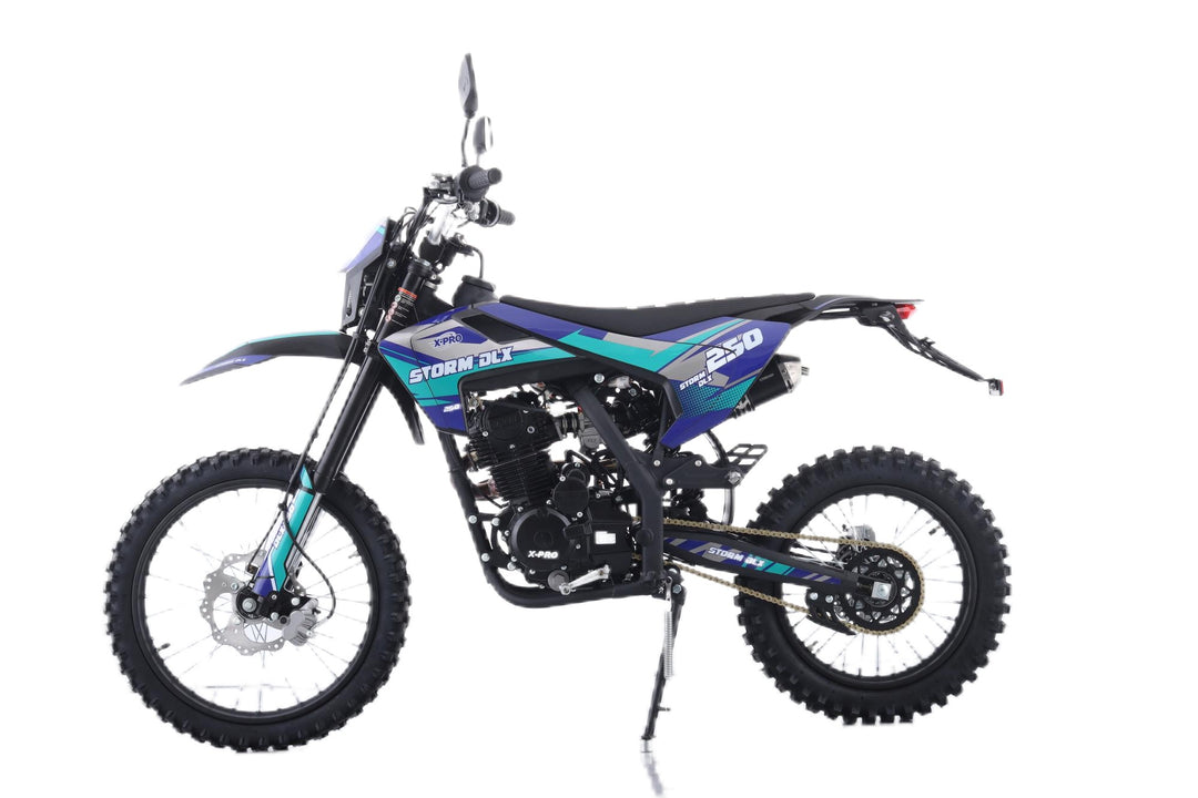 Free Shipping! X-PRO Storm DLX 250 Dirt Bike with All LED Lights and 5-Speed Manual Transmission, Electric/Kick Start! Big 19in/16in Wheels! Zongshen Brand Engine!