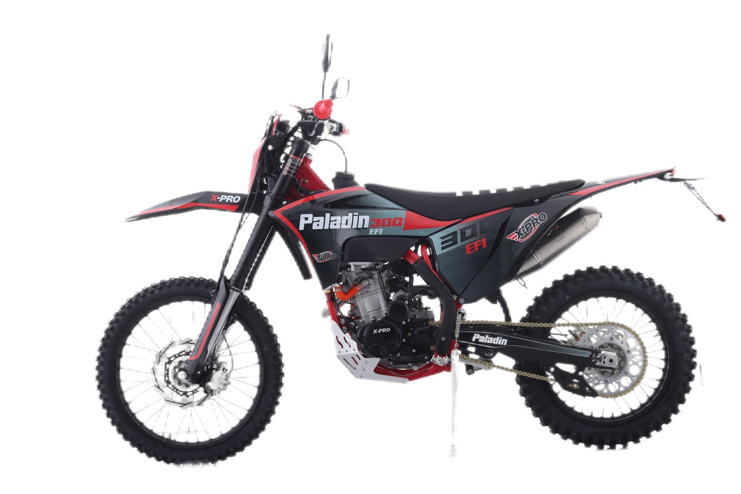 Free Shipping! X-PRO Paladin 300 EFI Dirt Bike with 6-Speed Manual Transmission and Balance Shaft and Dual Overhead Camshaft (DOHC) with Four Valves Engine, Electric Start! Big 21in/18in Wheels!