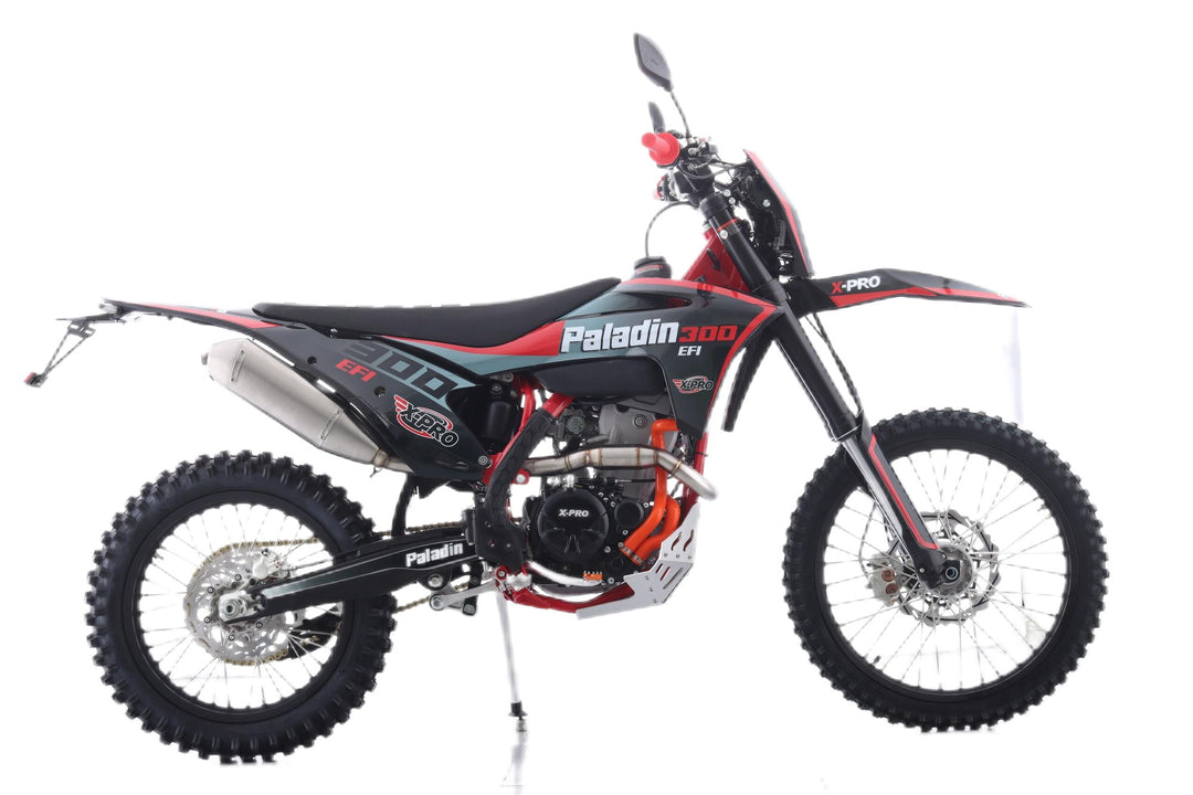 Free Shipping! X-PRO Paladin 300 EFI Dirt Bike with 6-Speed Manual Transmission and Balance Shaft and Dual Overhead Camshaft (DOHC) with Four Valves Engine, Electric Start! Big 21in/18in Wheels!