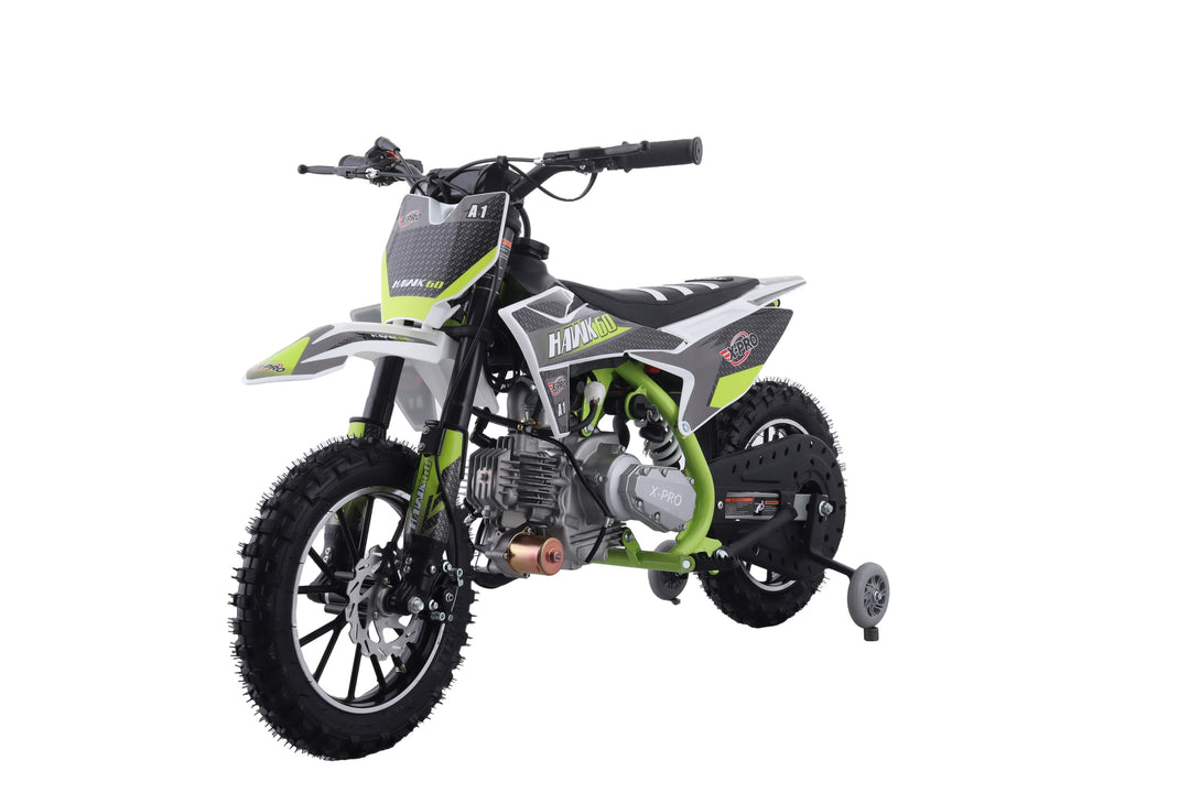 Free Shipping! X-PRO Hawk 60 Dirt Bike with CVT Transmission, Electric start, Disc Brake! 10in Wheels! With Free Training Wheels!