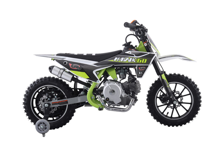 Free Shipping! X-PRO Hawk 60 Dirt Bike with CVT Transmission, Electric start, Disc Brake! 10in Wheels! With Free Training Wheels!