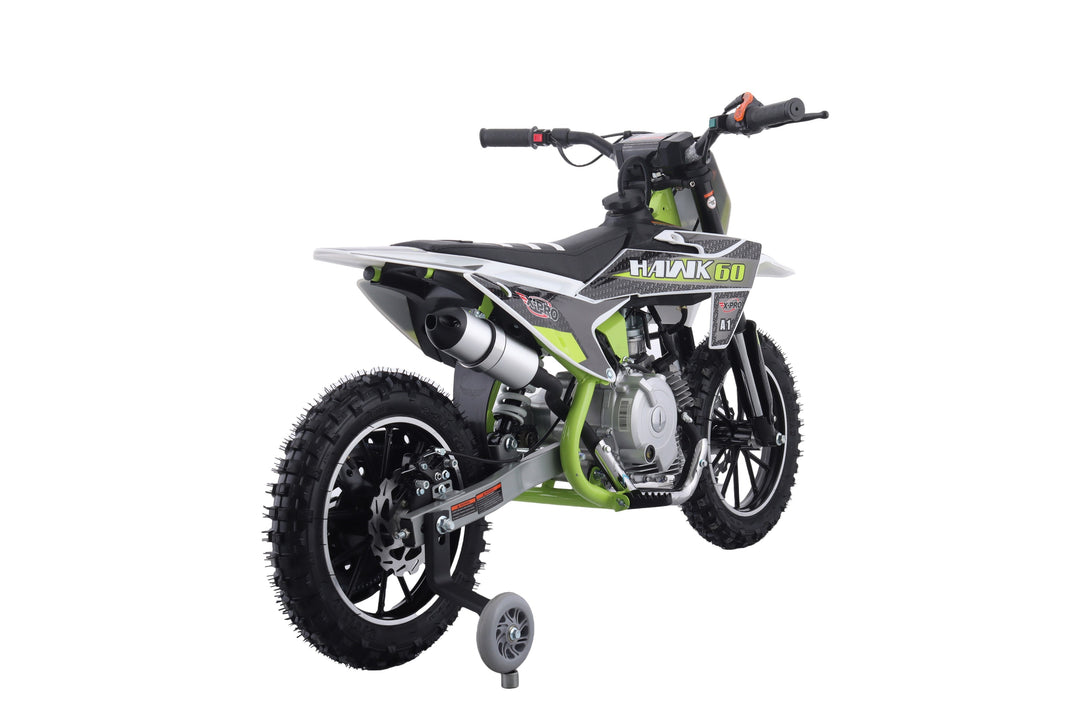 Free Shipping! X-PRO Hawk 60 Dirt Bike with CVT Transmission, Electric start, Disc Brake! 10in Wheels! With Free Training Wheels!