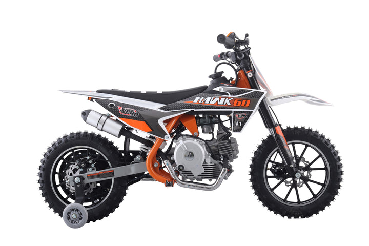 Free Shipping! X-PRO Hawk 60 Dirt Bike with CVT Transmission, Electric start, Disc Brake! 10in Wheels! With Free Training Wheels!