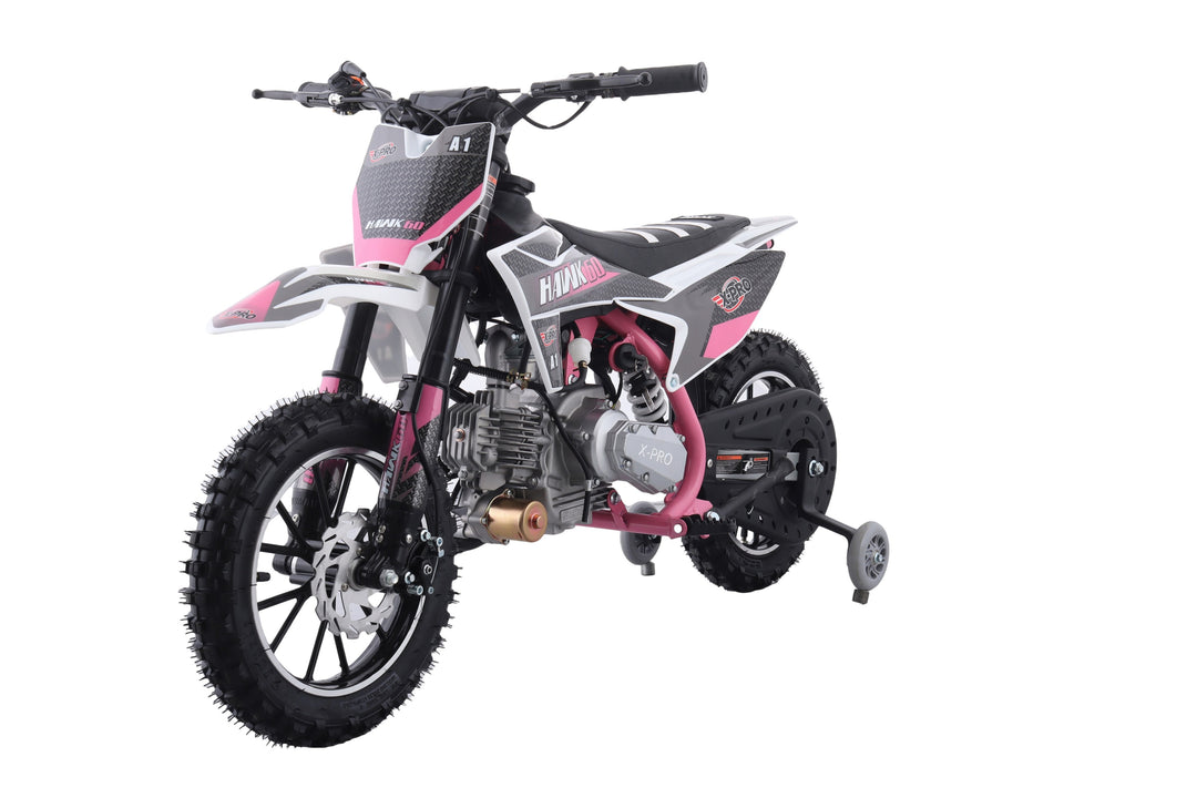 Free Shipping! X-PRO Hawk 60 Dirt Bike with CVT Transmission, Electric start, Disc Brake! 10in Wheels! With Free Training Wheels!