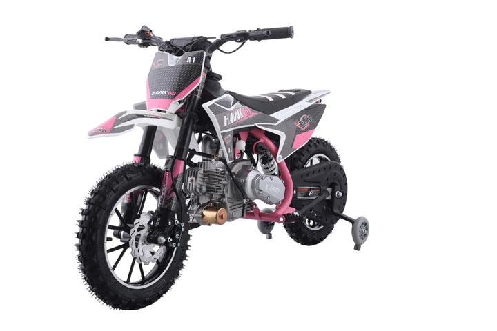 Free Shipping! X-PRO Hawk 60 Dirt Bike with CVT Transmission, Electric start, Disc Brake! 10in Wheels! With Free Training Wheels!