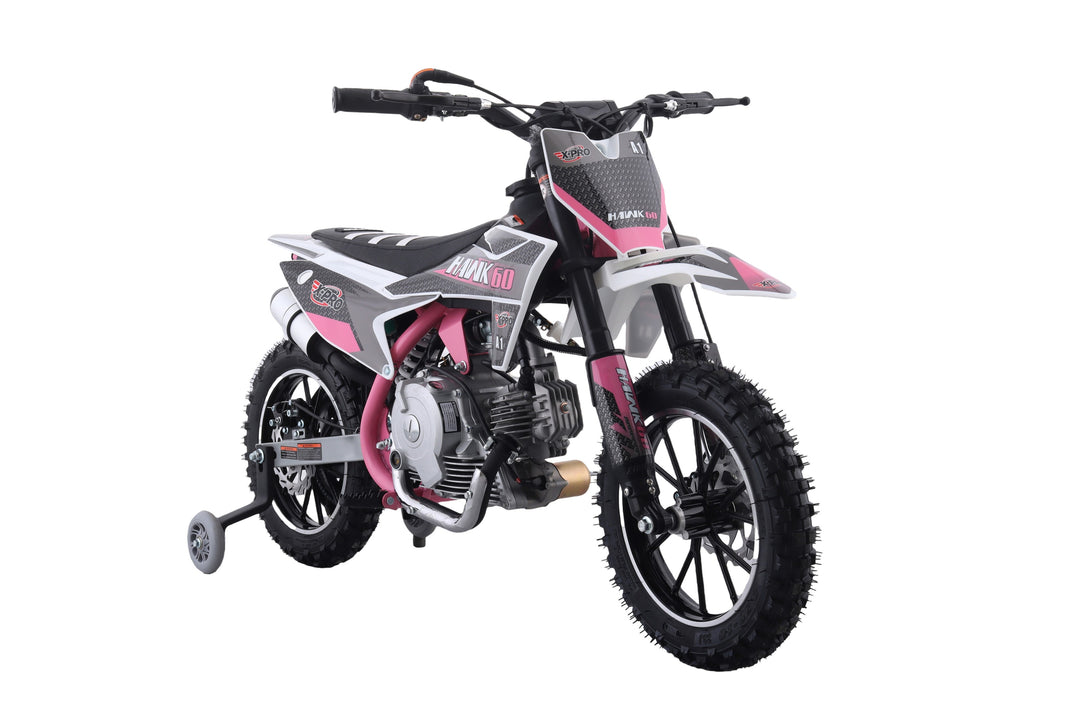 Free Shipping! X-PRO Hawk 60 Dirt Bike with CVT Transmission, Electric start, Disc Brake! 10in Wheels! With Free Training Wheels!
