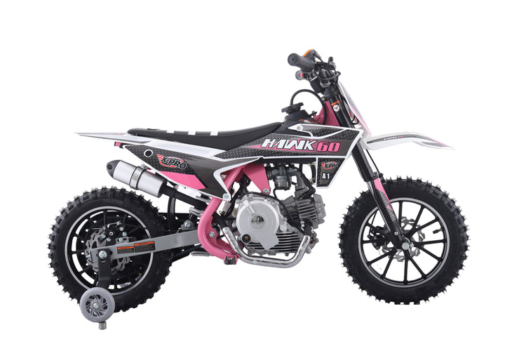 Free Shipping! X-PRO Hawk 60 Dirt Bike with CVT Transmission, Electric start, Disc Brake! 10in Wheels! With Free Training Wheels!