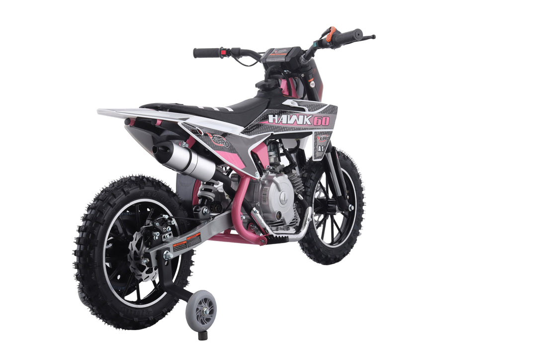 Free Shipping! X-PRO Hawk 60 Dirt Bike with CVT Transmission, Electric start, Disc Brake! 10in Wheels! With Free Training Wheels!