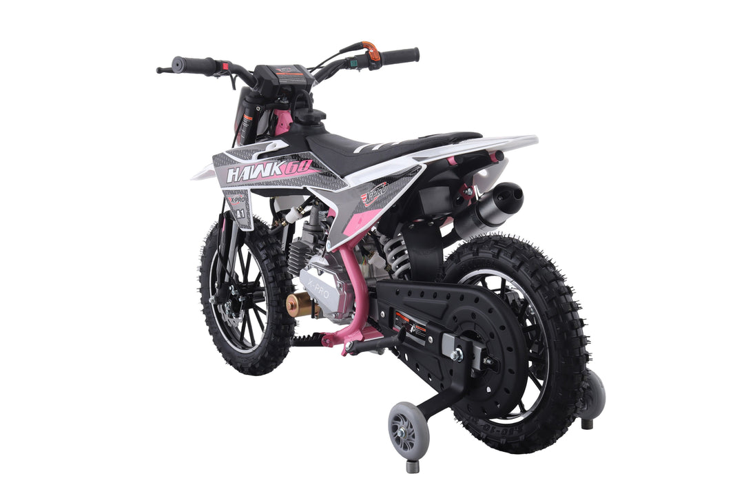 Free Shipping! X-PRO Hawk 60 Dirt Bike with CVT Transmission, Electric start, Disc Brake! 10in Wheels! With Free Training Wheels!
