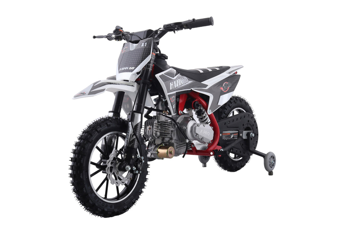 Free Shipping! X-PRO Hawk 60 Dirt Bike with CVT Transmission, Electric start, Disc Brake! 10in Wheels! With Free Training Wheels!