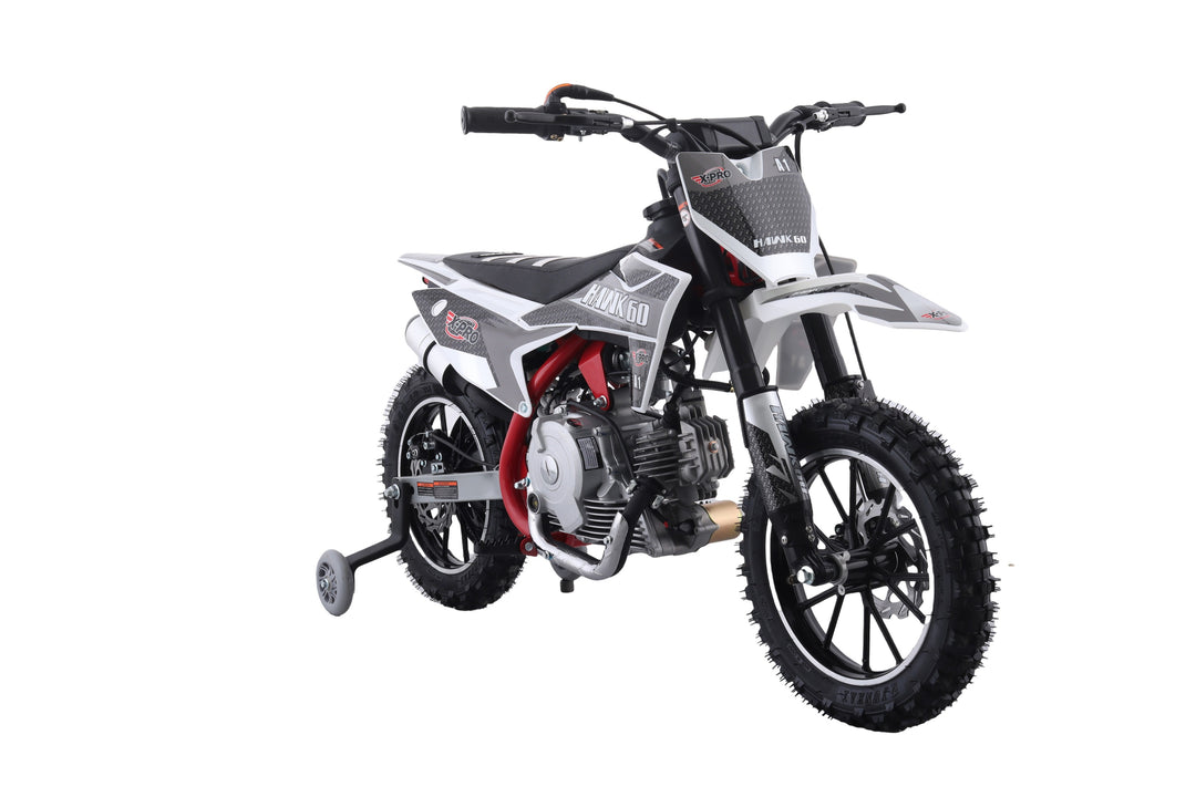 Free Shipping! X-PRO Hawk 60 Dirt Bike with CVT Transmission, Electric start, Disc Brake! 10in Wheels! With Free Training Wheels!