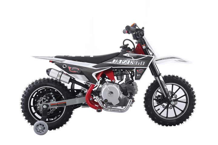 Free Shipping! X-PRO Hawk 60 Dirt Bike with CVT Transmission, Electric start, Disc Brake! 10in Wheels! With Free Training Wheels!