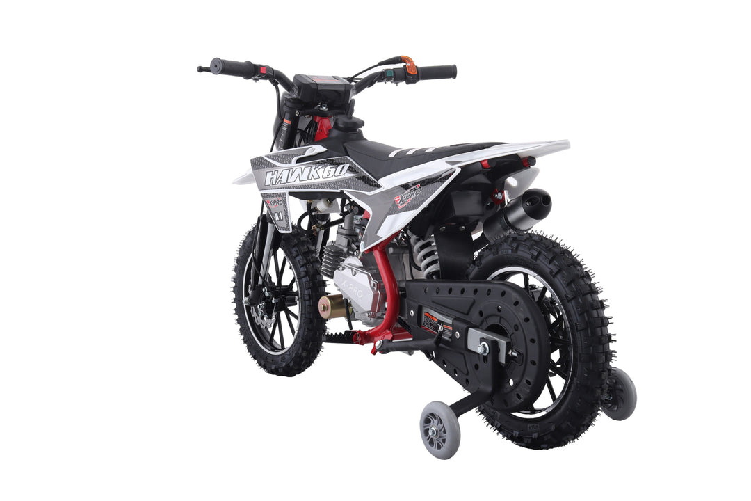 Free Shipping! X-PRO Hawk 60 Dirt Bike with CVT Transmission, Electric start, Disc Brake! 10in Wheels! With Free Training Wheels!
