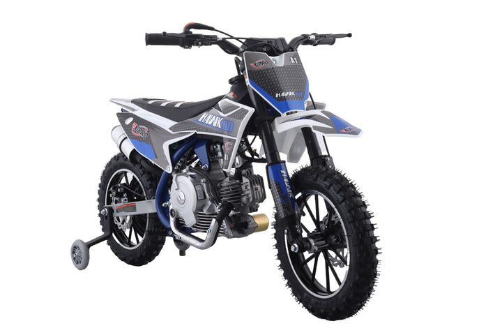 Free Shipping! X-PRO Hawk 60 Dirt Bike with CVT Transmission, Electric start, Disc Brake! 10in Wheels! With Free Training Wheels!